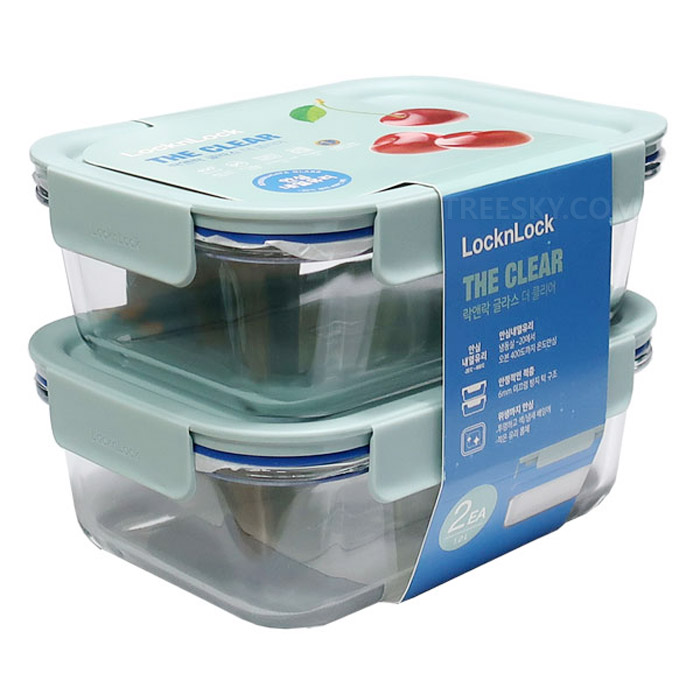 락앤락 글라스 더클리어 내열유리 직사각 밀폐용기-630ml 2개세트/연그린 (LNG428S2) 찬통 15,200원