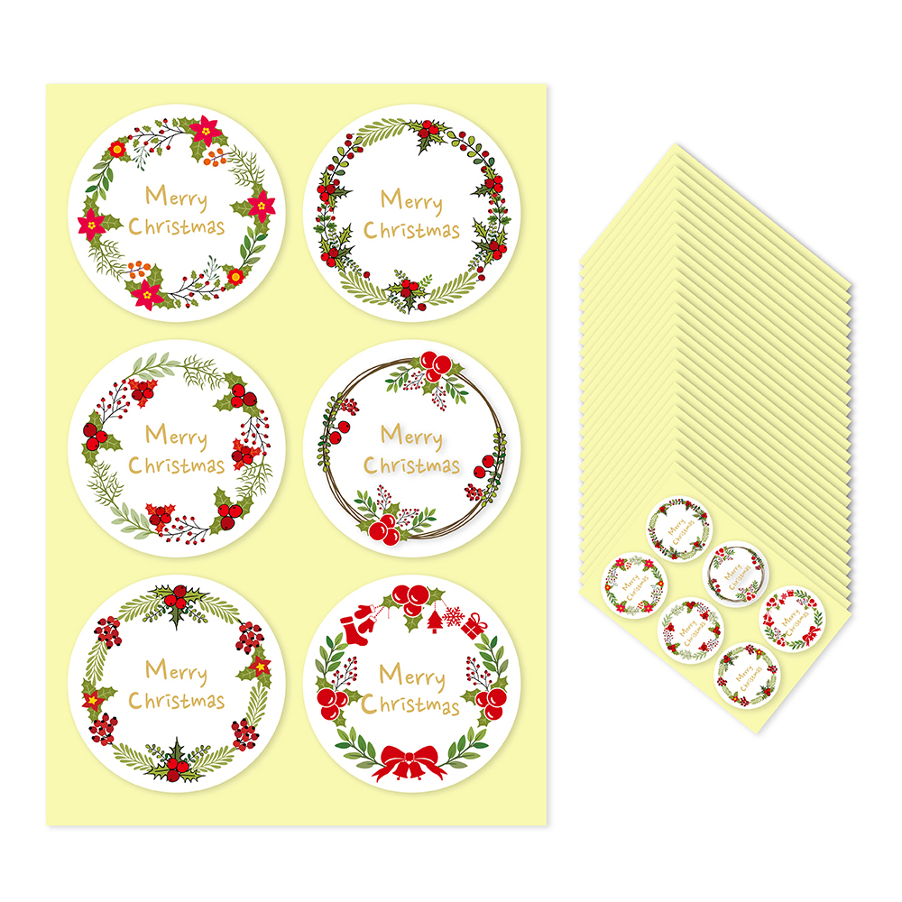 화관스티커 원형 50mm 6종 x 30p, 메리크리스마스, 1세트 11,060원