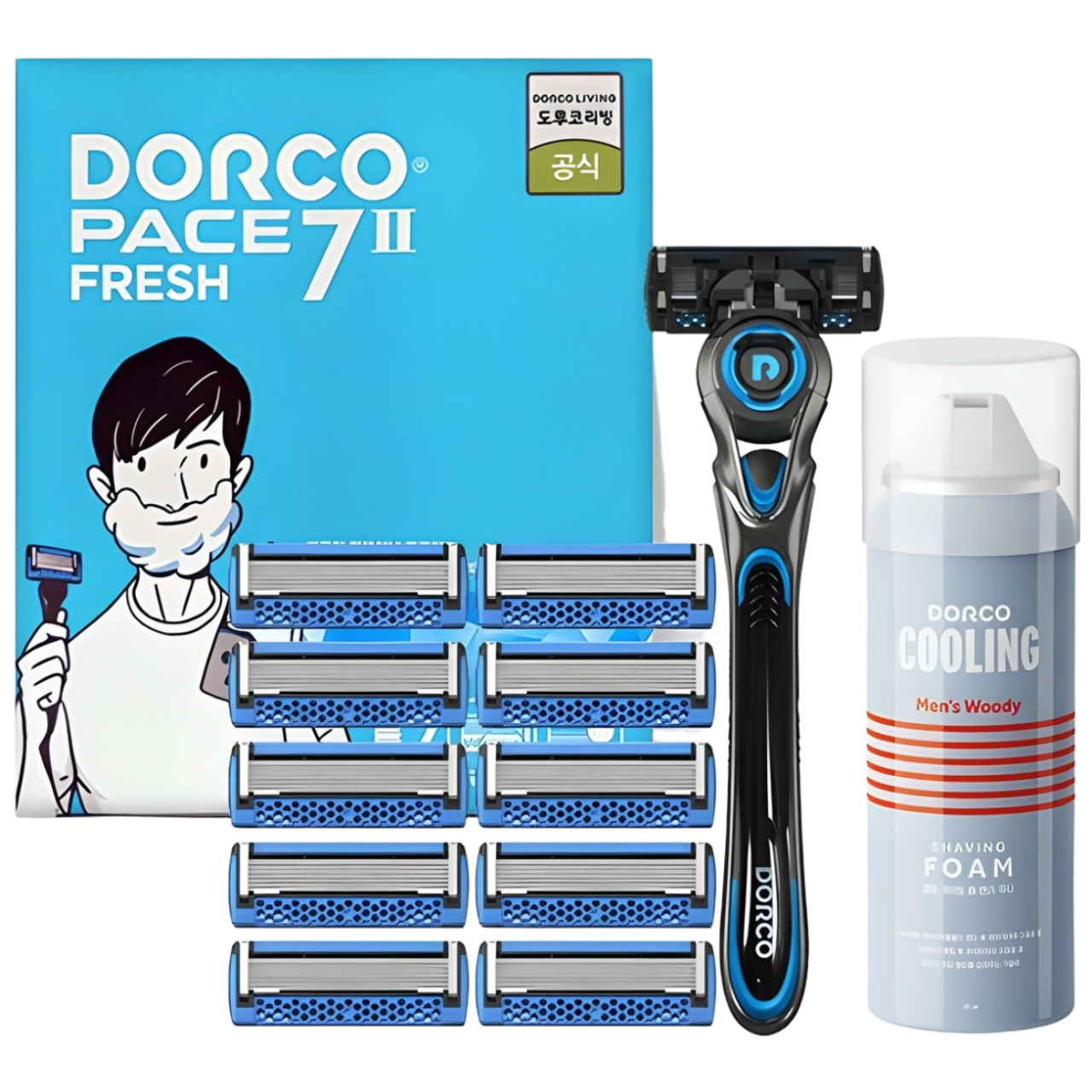 [도루코] 페이스7II 프레쉬 면도기+면도날+쉐이빙폼(총11입) 34,530원