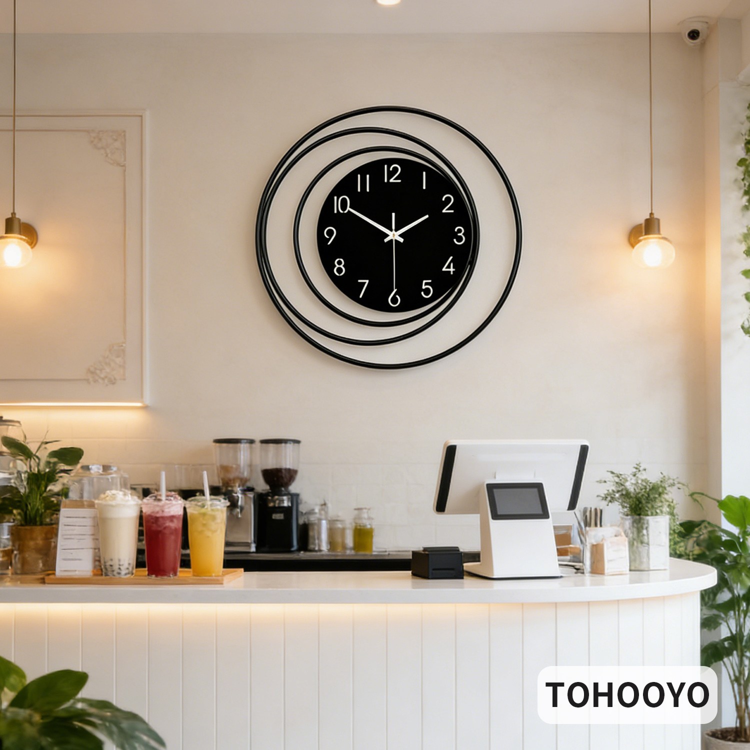 인테리어 벽시계 3중 원형 미니멀 벽시계 블랙 메탈 입체 서클 프레임 무소음 무브먼트 미니멀 숫자 디자인 블랙 다이얼 /마블 다이얼 선택 가능 거실 침실 서재 오피스 모던 미니멀, Black 25,900원