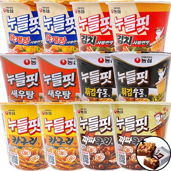 농심 누들핏 6종 기획세트 (육개장 김치 튀김우동 새우탕 짜파구리 카구리 각 2개씩)+오리온 미니 프로틴바1 19,000원