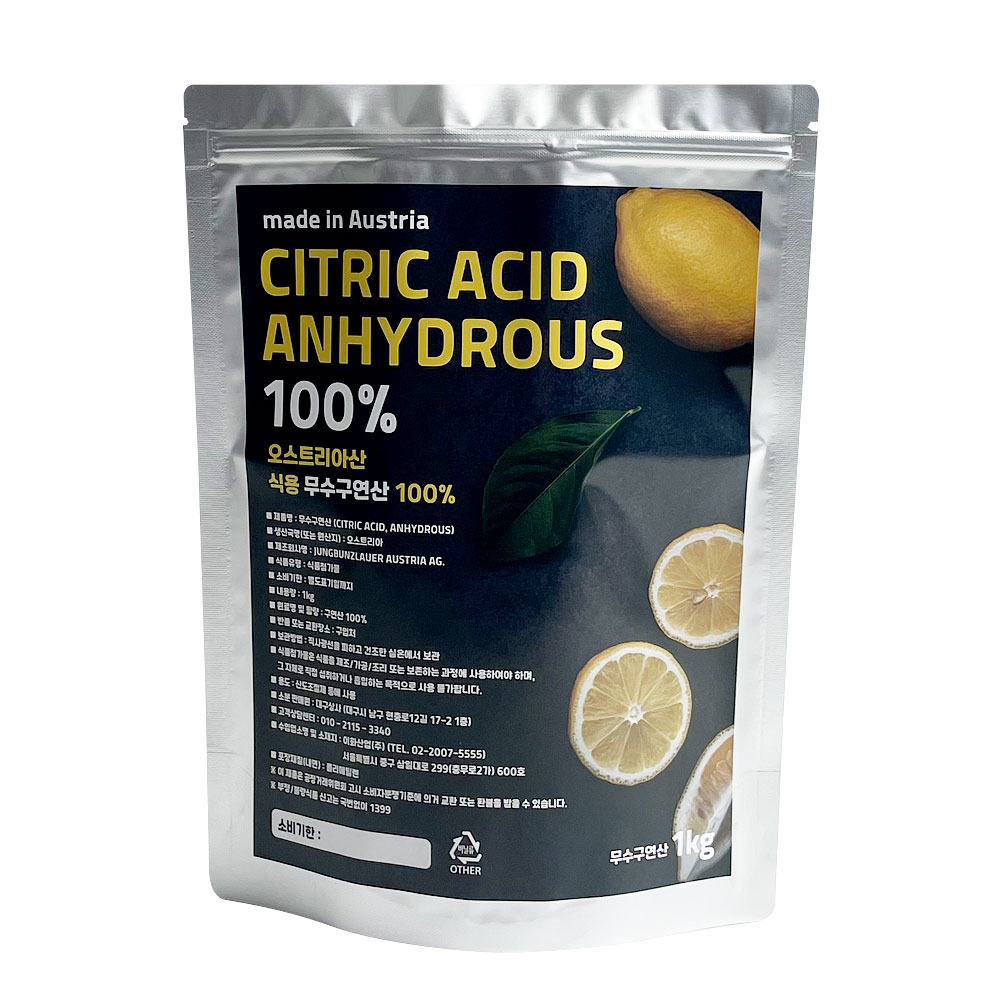 JUNGBUNZLAUER 오스트리아산 먹는 무수 구연산 식용구연산 가루 분말, 1개, 100g 3,500원