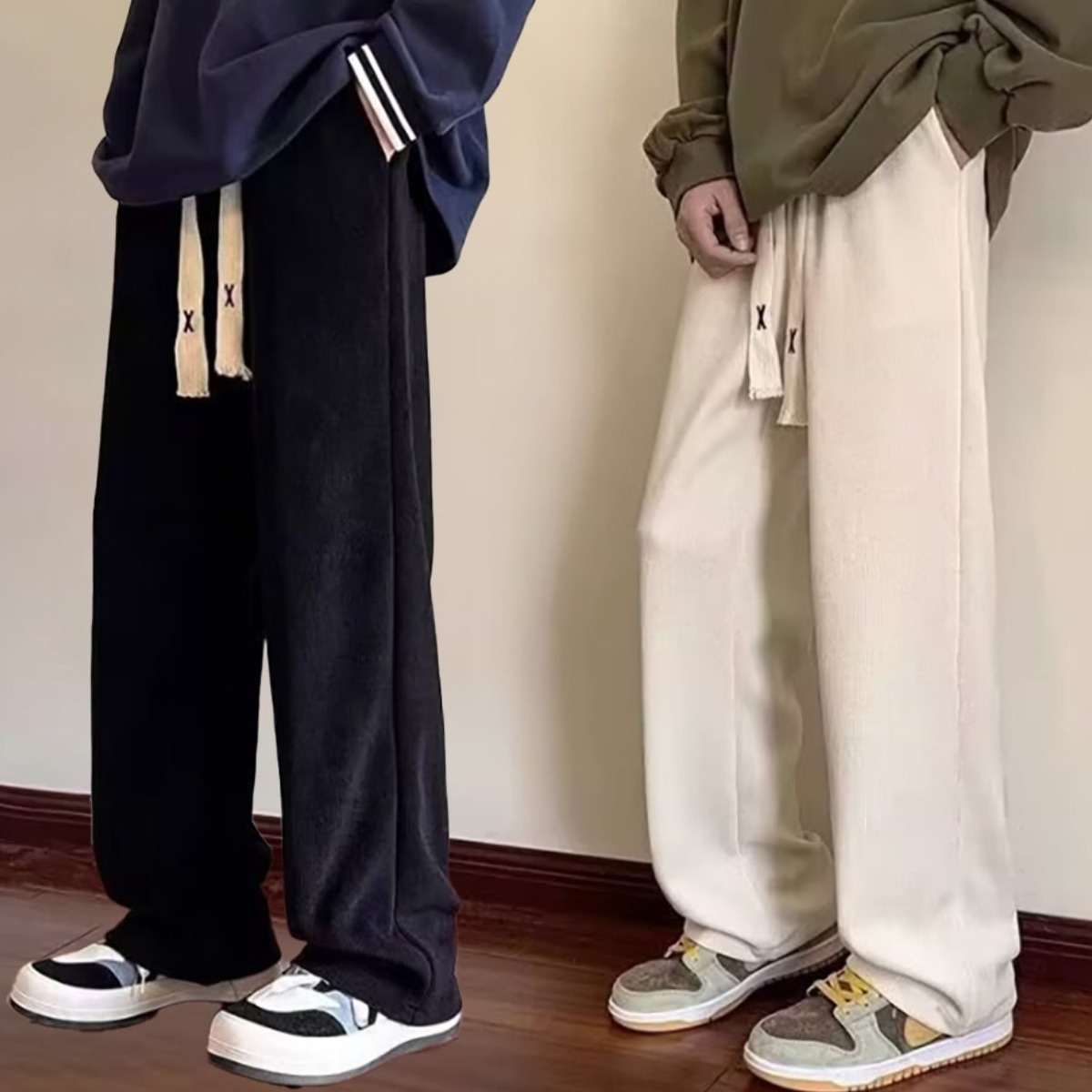 남자 코듀로이팬츠 겨울기모바지 밴딩기모팬츠 츄리닝 남성트레이닝 골덴 와이드 일자 융털V1 14,900원