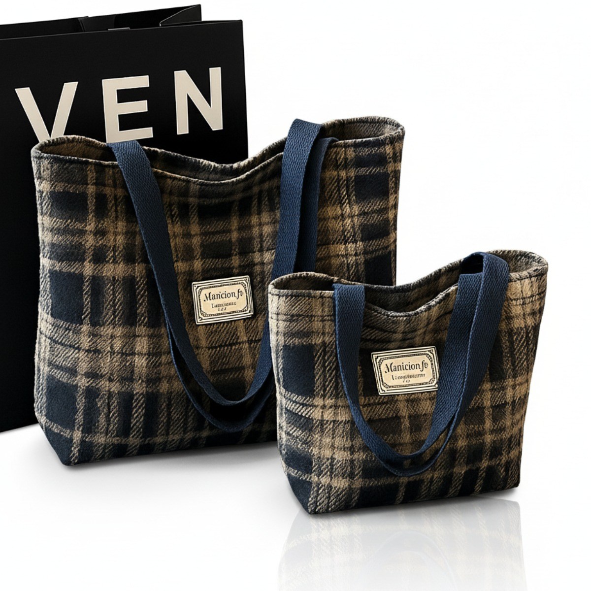 리든온 플라워 체크무늬 모직 에코 숄더백 토드백 가방세트 26,500원