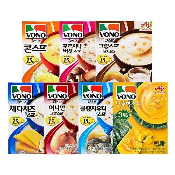 농심() 보노 스프 3P x 7종세트 (콘스프+버섯+체다치즈+크림+어니언+클램차우더+단호박) 21,190원