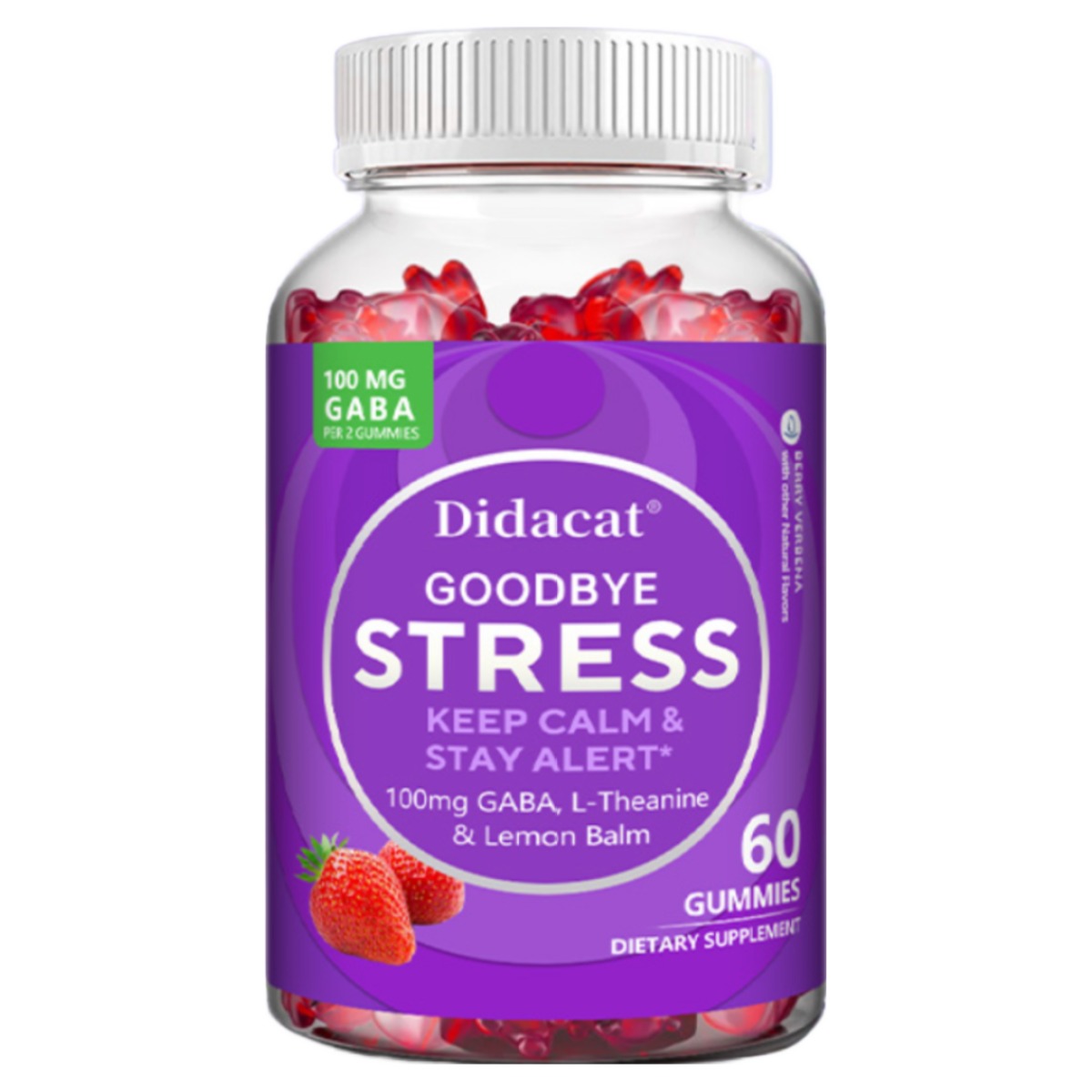 가바, L-테아닌, 레몬밤 100mg 함유 젤리 - 맛있는 딸기맛, 비건 젤리, 1개, 60회분 18,300원