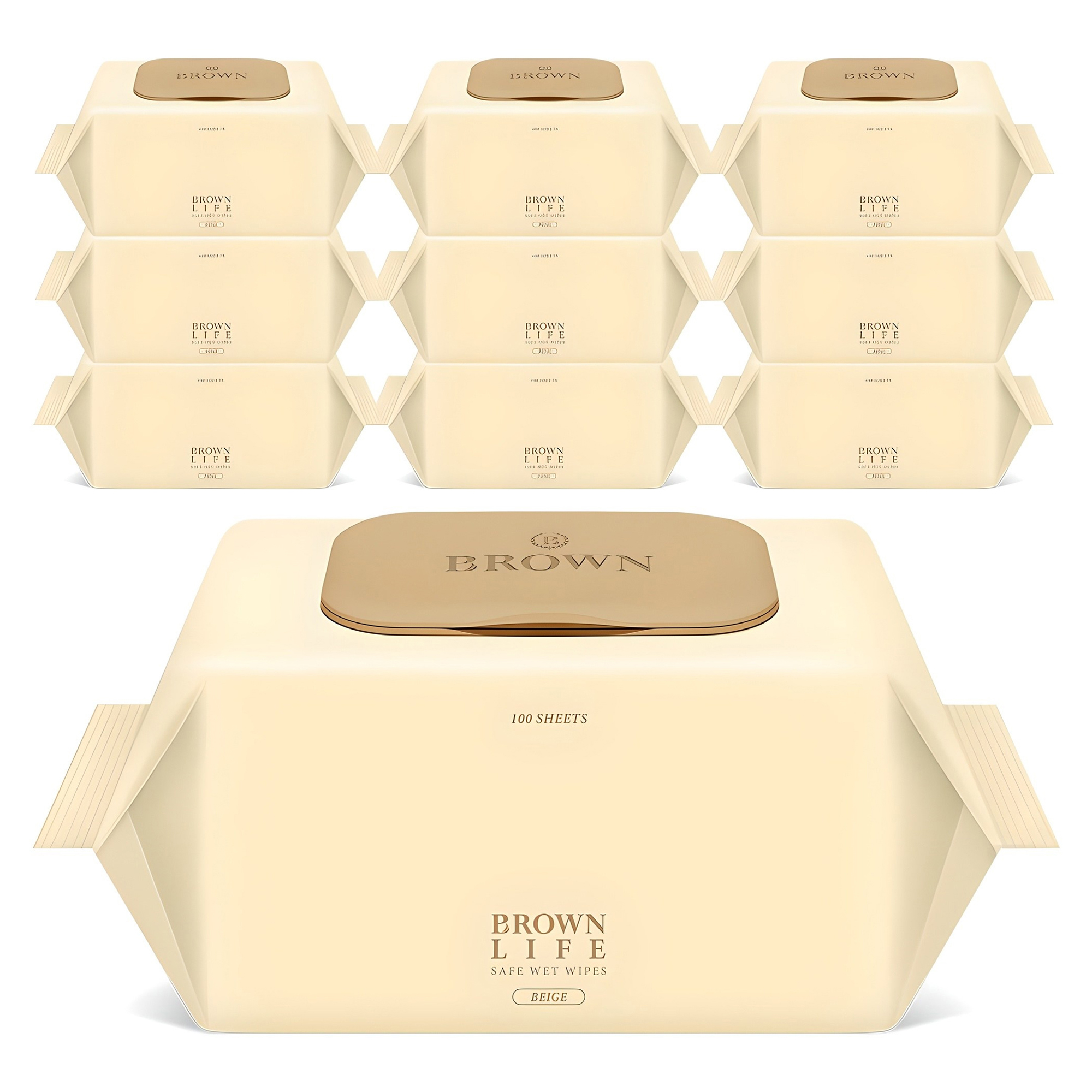 브라운라이프 베이지 도톰한 대용량 엠보싱 저자극 아기물티슈 캡형, 50g, 100매, 10개 11,780원