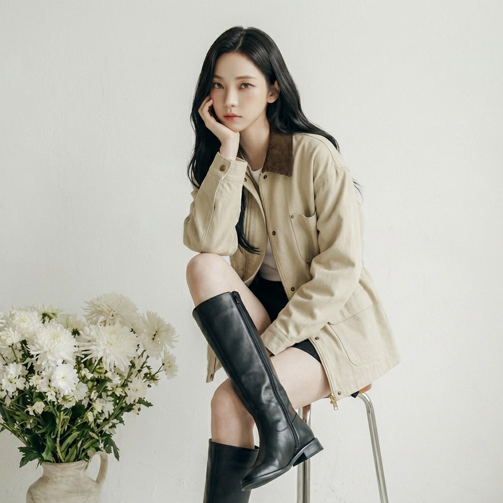 샐리 여성용 카라 배색 포켓 미디 자켓 I6A-CJK004 49,000원