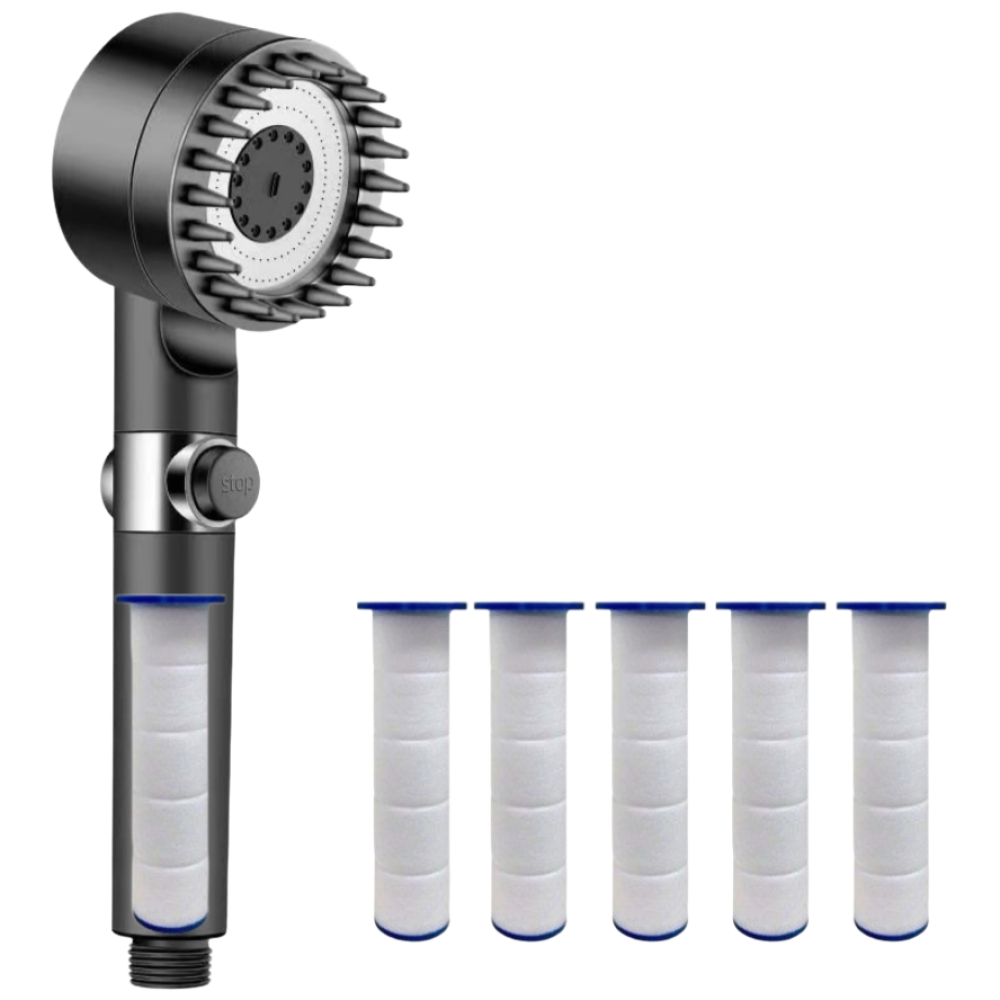 곧음 고수압 수압조절 마사지 샤워기, 샤워기 헤드 + 필터 6개, 1개 7,900원