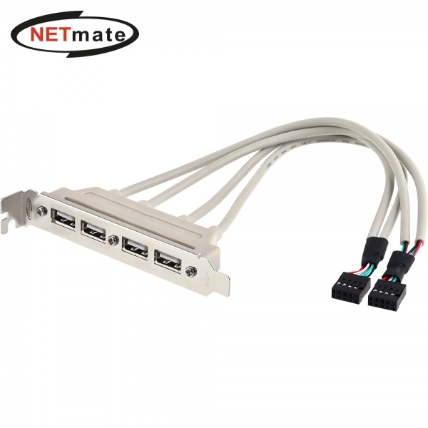 NETmate NMB-U204 USB2.0 4포트 브라켓 케이블 0.3M 메인보드 USB2.0 10핀 헤더에 연결사용, 1개 5,890원