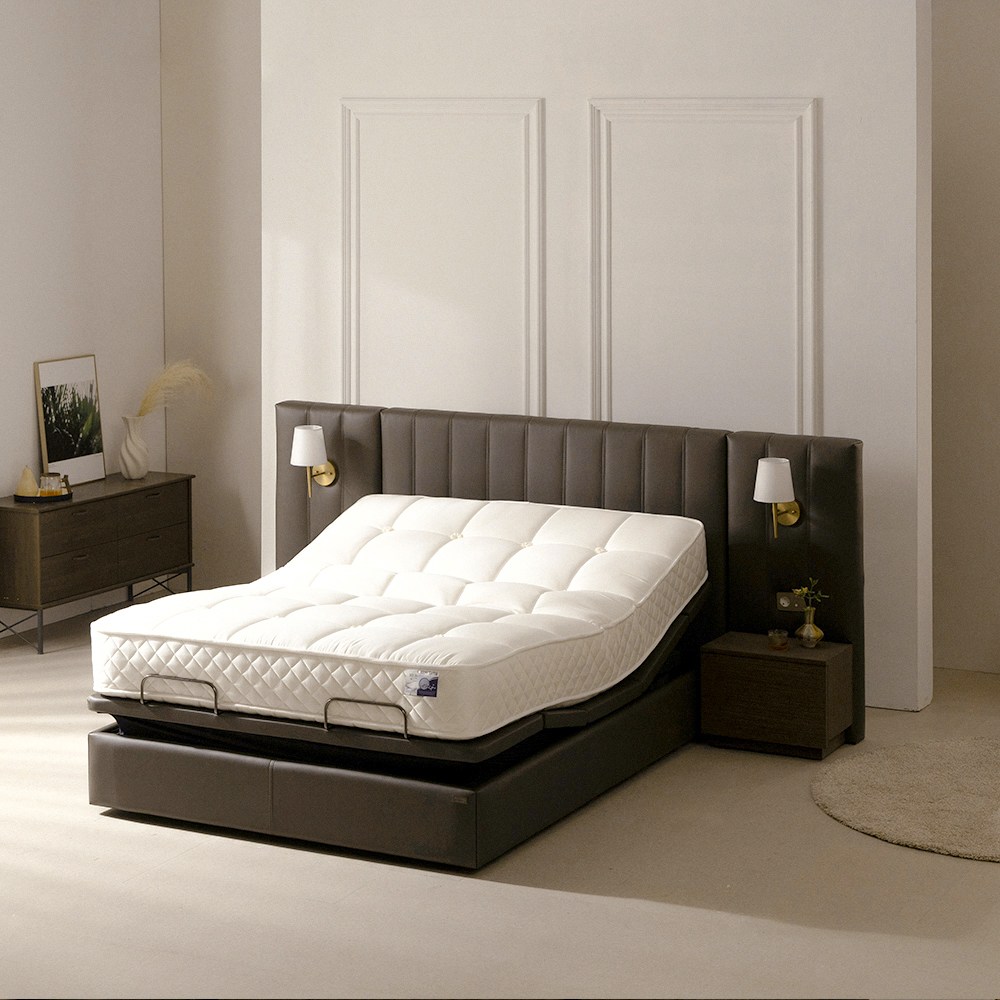 오키멧 로얄 모션베드 Q 헤드보드 사이드패널 HR 메모리 매트리스200T 세트 리클라이너 모션침대, 다크 그레이 3,280,000원