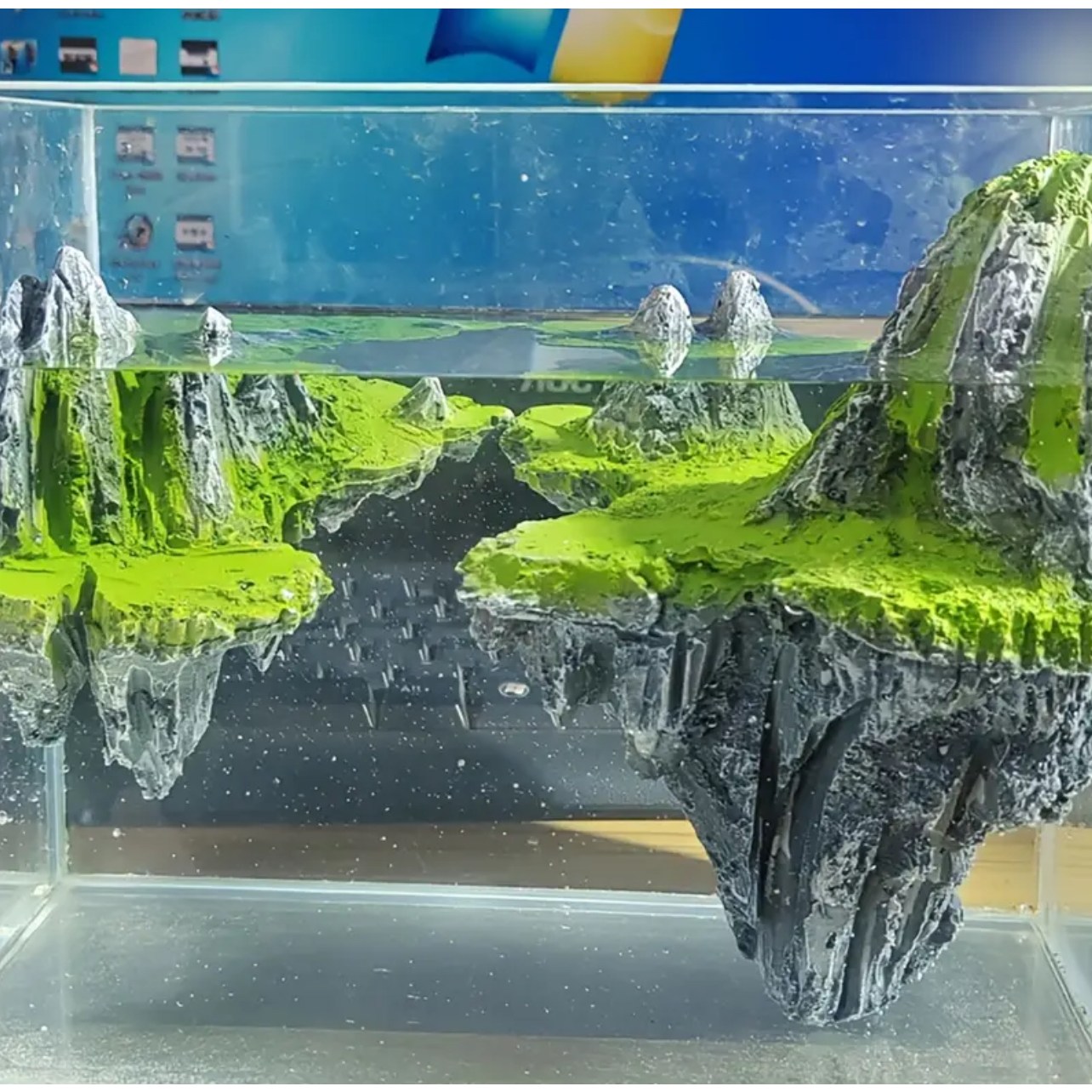 흡착판 부착 레진 이끼 산 섬 수족관 장식 풍부한 녹지와 현실적인 스카이 시티 풍경, 어항 조경 및 수족관 장식 어항 수조 꾸미기 일본풍 중국풍 섬스타일 21,000원