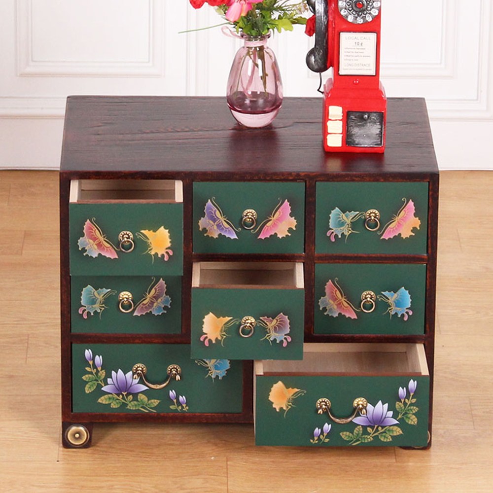 다한수제고가구 오동 나비 약장 (그린) 원목 엔틱 인테리어 서랍장 고가구 145,000원