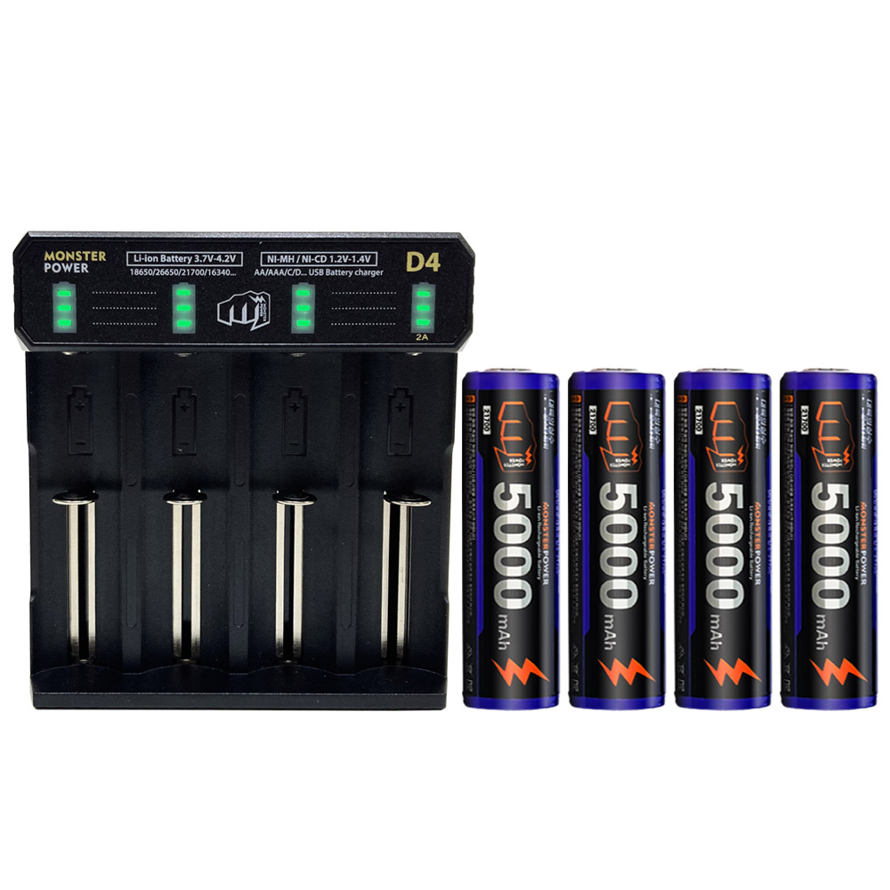 몬스터파워 21700 배터리 4개 4구 충전기 1개 세트 C타입 5000mAh, 1개 53,500원
