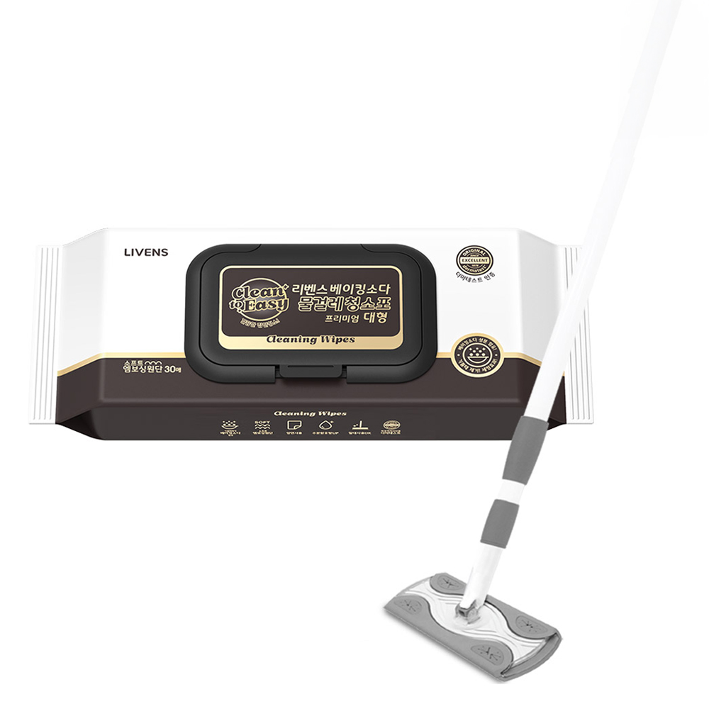 리벤스 파워클린 밀대 + 밀대판 + 베이킹소다 캡형 물걸레 청소포 대형 30p 세트, 1세트 12,670원