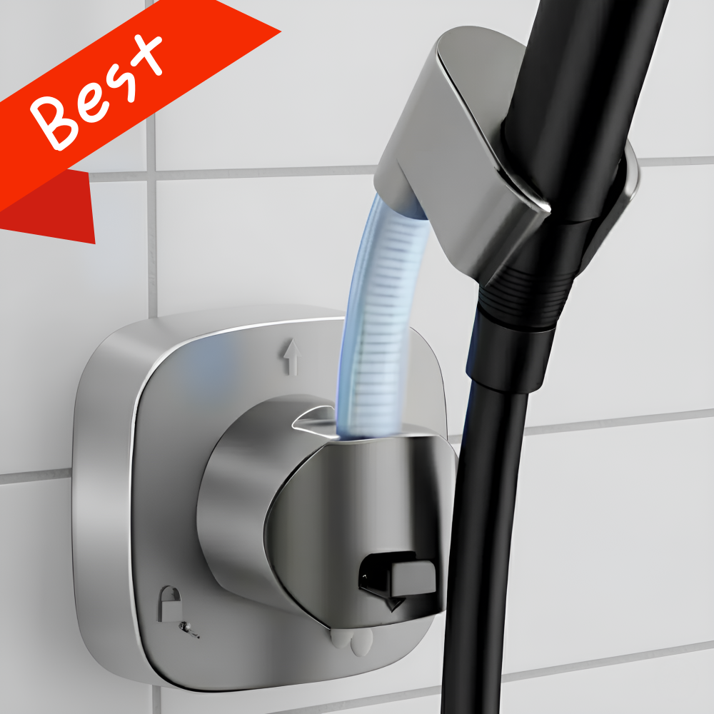 맑은욕실 무타공 360도 각도조절 흡착식 코브라 샤워기 거치대, 퀵실버 13,900원