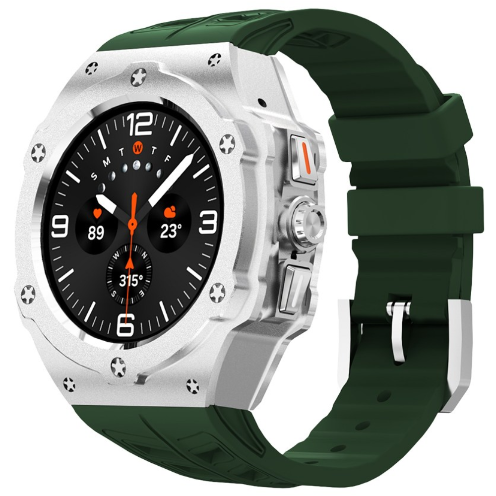 삼성 갤럭시워치 울트라1/2 호환 47mm 메탈 케이스 실리콘 스트랩 세트 2025, 실버 그린 84,900원