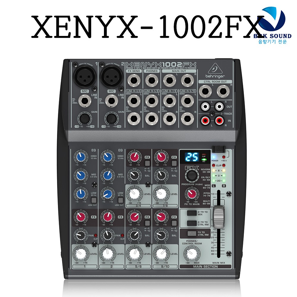 베링거 XENYX1002FX 아날로그믹서 오디오인터페이스 홈레코딩 기타 보컬 마이크 녹음 노트북연결 225,000원