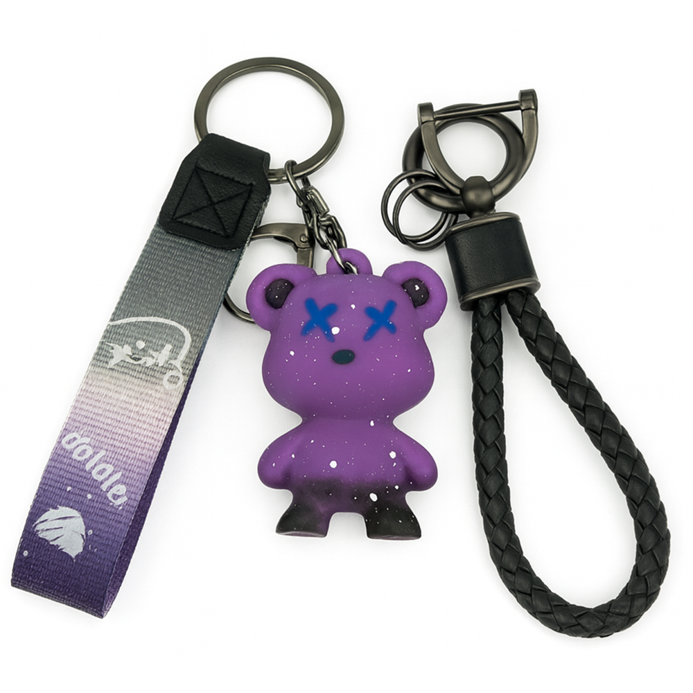 다은랜드 그라데이션 스트랩 슬래시 귀여운 곰돌이 열쇠고리 자동차키링, 드림퍼플, 1개 11,470원