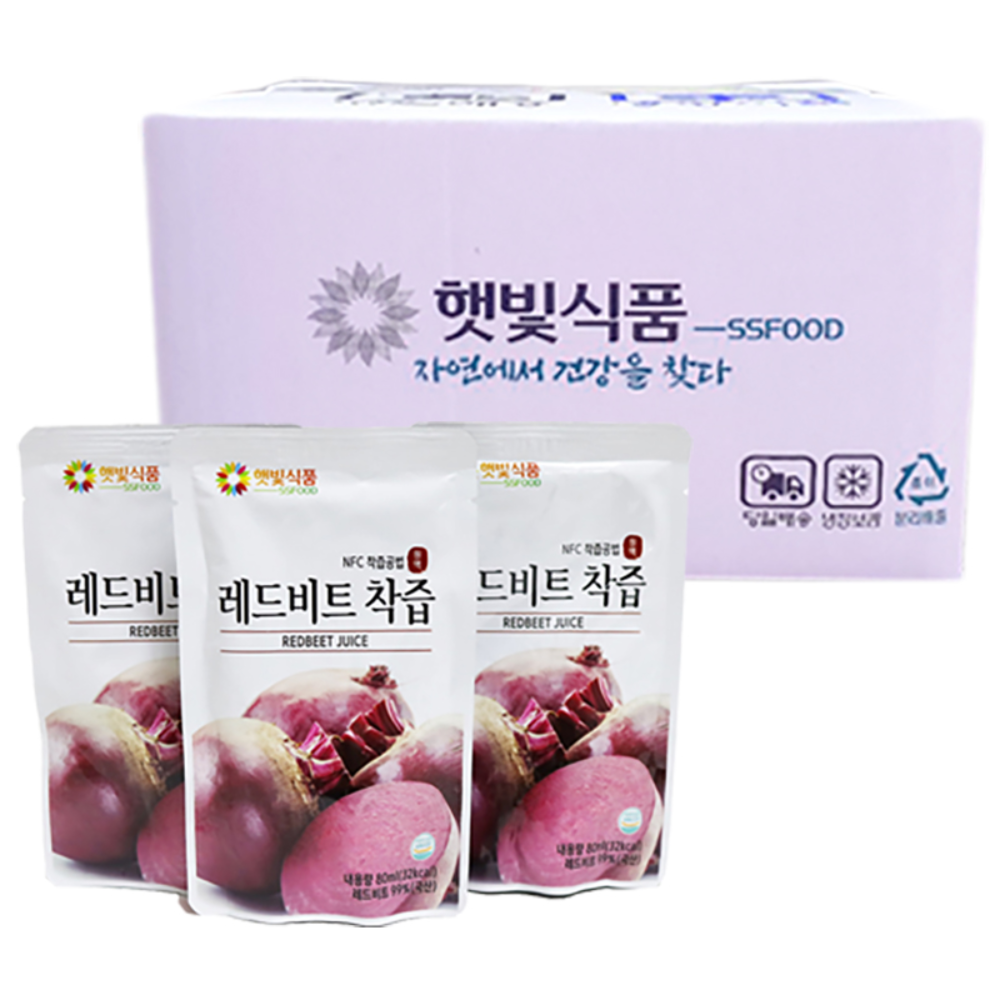 햇빛식품 NFC저온착즙 비트즙 물없이 갈아 만든 제주 레드비트즙 비트주스 원액 비트즙추천 해독주스 클렌즈주스, 80ml, 60개 53,800원