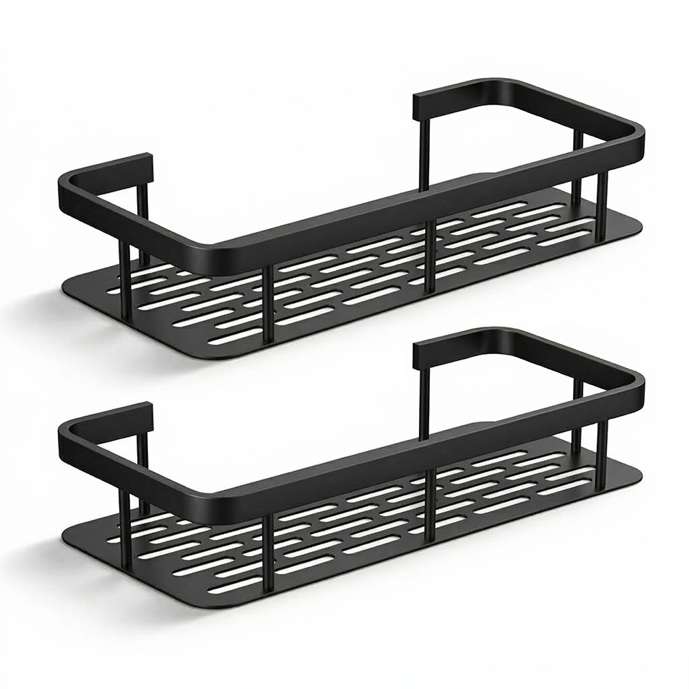 생활꾸밈 욕실 선반 무타공 알루미늄 일자 정리대 2P, 1세트, 블랙 10,900원