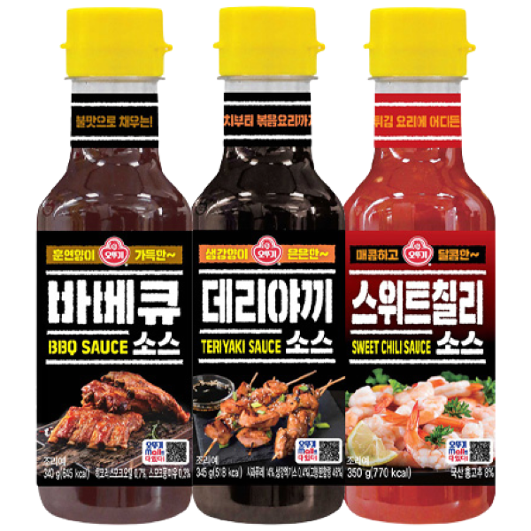 스위트칠리소스 350g+데리야끼소스 345g+바베큐소스 340g, 1세트, 1.035kg 11,500원