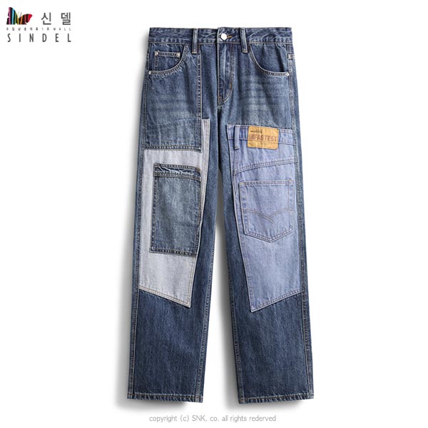 신델 유니크 데님 패치스트레이트 레트로 청바지 sj1033 52,200원