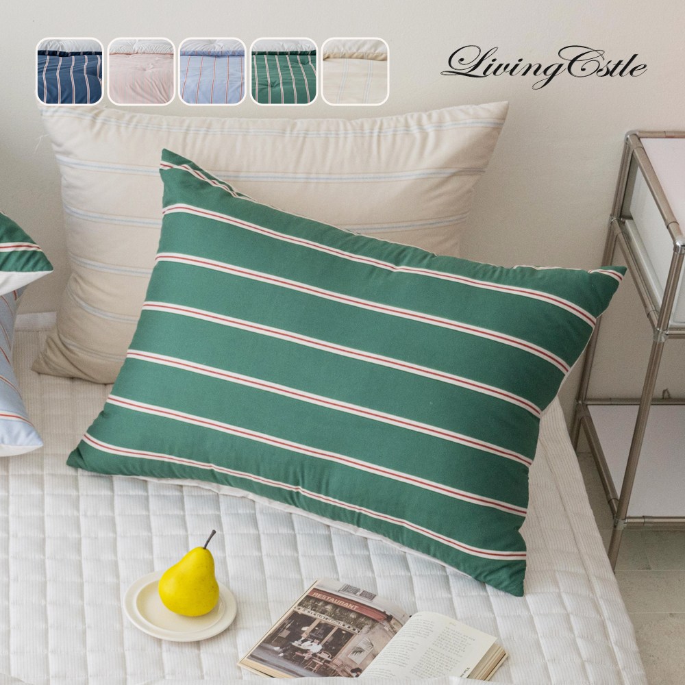 국산 항균마이크로 빈티지 스트라이프 베개커버 리빙캐슬 9,400원