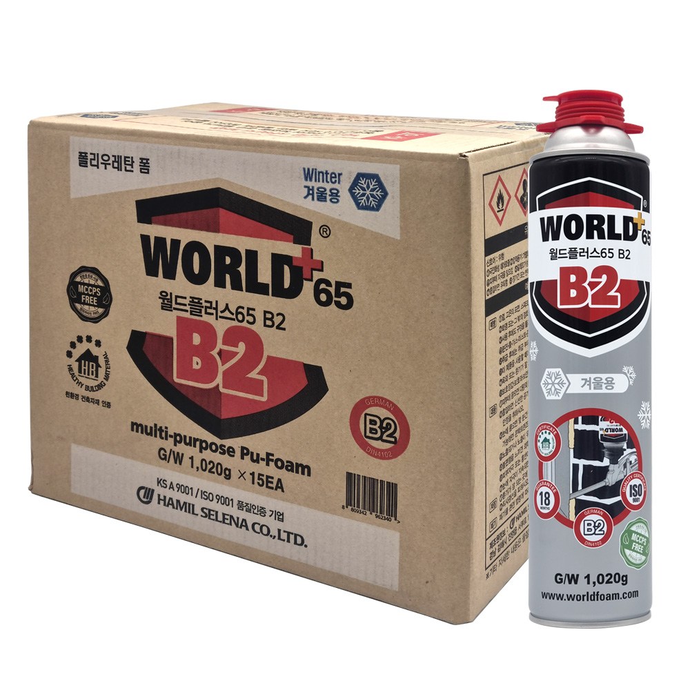 함일셀레나 월드플러스65 B2 Winter 겨울용 난연폼 국산 우레탄폼 건타입 대용량 1020g (건타입), 15개 92,500원