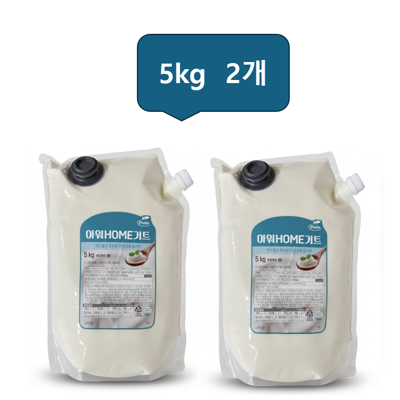 아워홈 요거트 5kg 대용량 요구르트 플레인(가당), 2개, 1개입, 5kg 44,580원