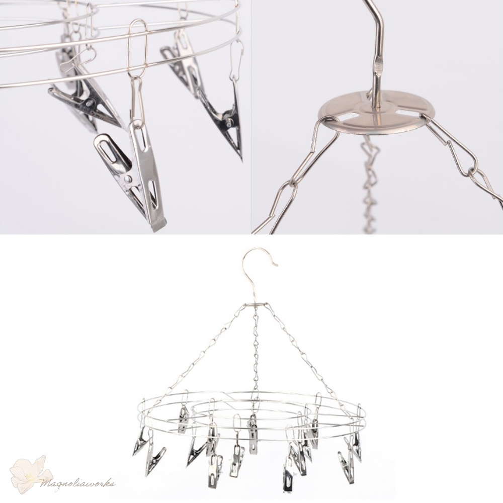 매그놀리아웍스 걸이형 스테인리스 빨래집게 빨래건조대 세탁기집게 빨래집게걸이 귀여운빨래집게 집게걸이 깔끔하고편리 4,300원