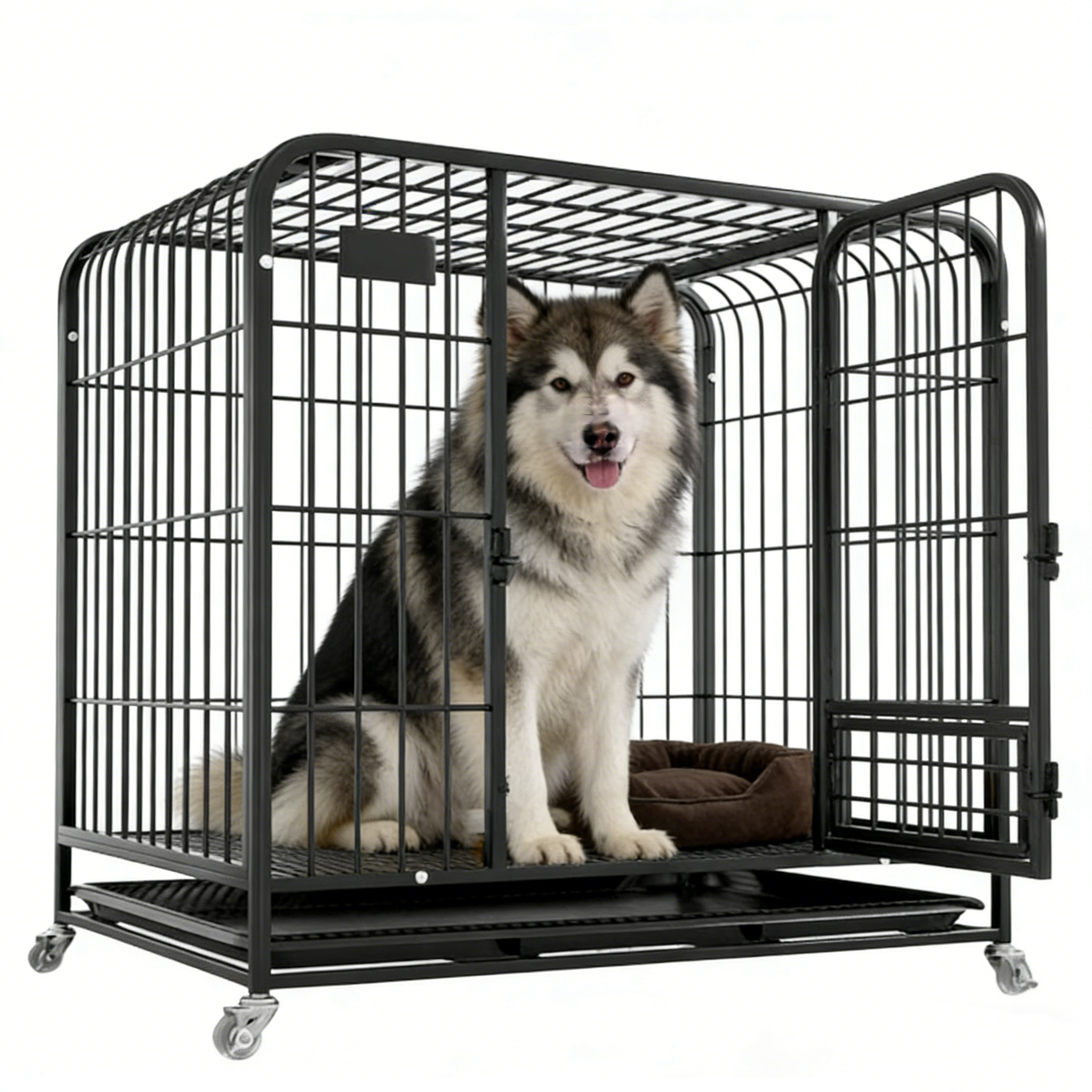 리빙가감법 반려동물 고품질 조립식 반려견 크레이트 튼튼한 메탈 안전한 논슬립 잠금 가능한 바퀴가 있는 탈출 방지 개 케이지 이동식 애견 케이지 가각 철장, 1개, 블랙 99,000원