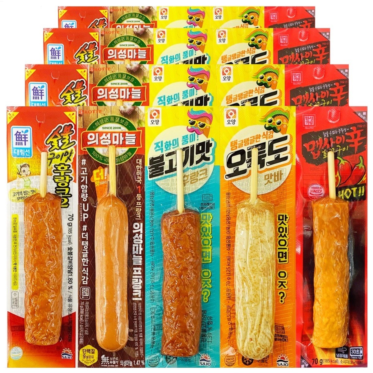 푸드원스토어 불고기4+어묵바4+의성마늘4+직화4+숯불후랑크4 사조 핫바, 70g, 20개 21,600원