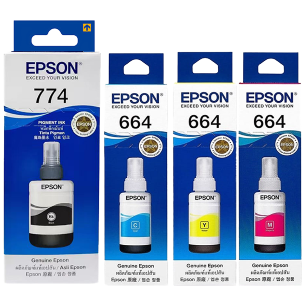 엡손 774 검정 잉크 (T774100) EPSON 774 정품리필잉크 M105 205 L605 L655 L1455 프린터 보충 자료, 1개, Epson 774 [ 4 colors/ 멀티팩 잉크 ] 40,400원