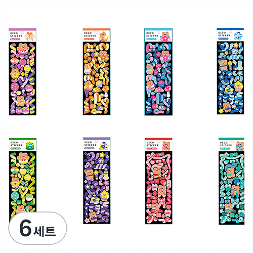 트윙클 곰돌이 스티커 8종 x 2p 세트, 혼합색상, 6세트 9,400원