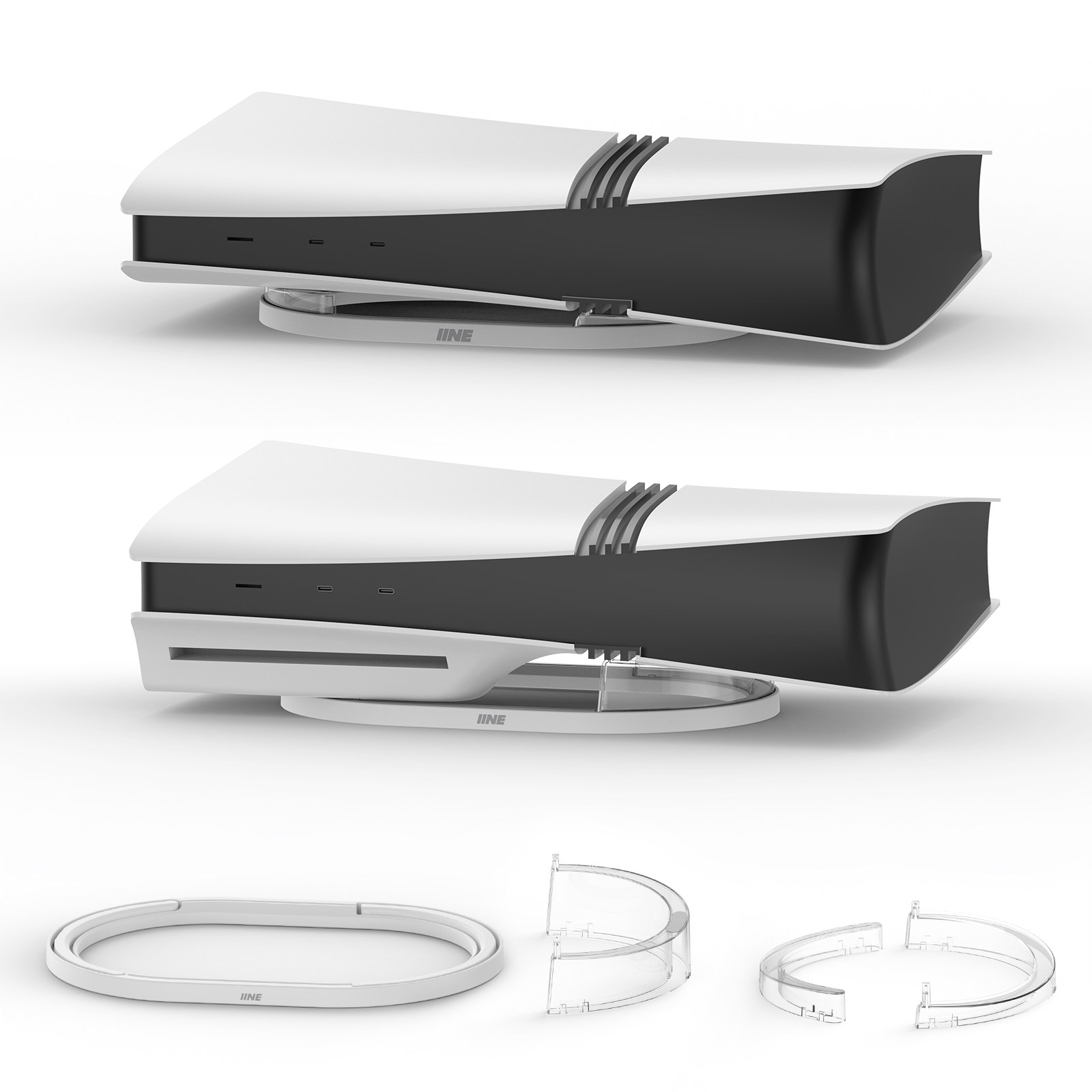 이이네 PS5 Slim & PS5 Pro용 가로 스탠드 안전 방치 플스5 슬림 플스5 프로 디스크/디지털 버전과 호환 거치대, L1107 PS5 Pro용, 1개, 투명 스탠드 14,000원