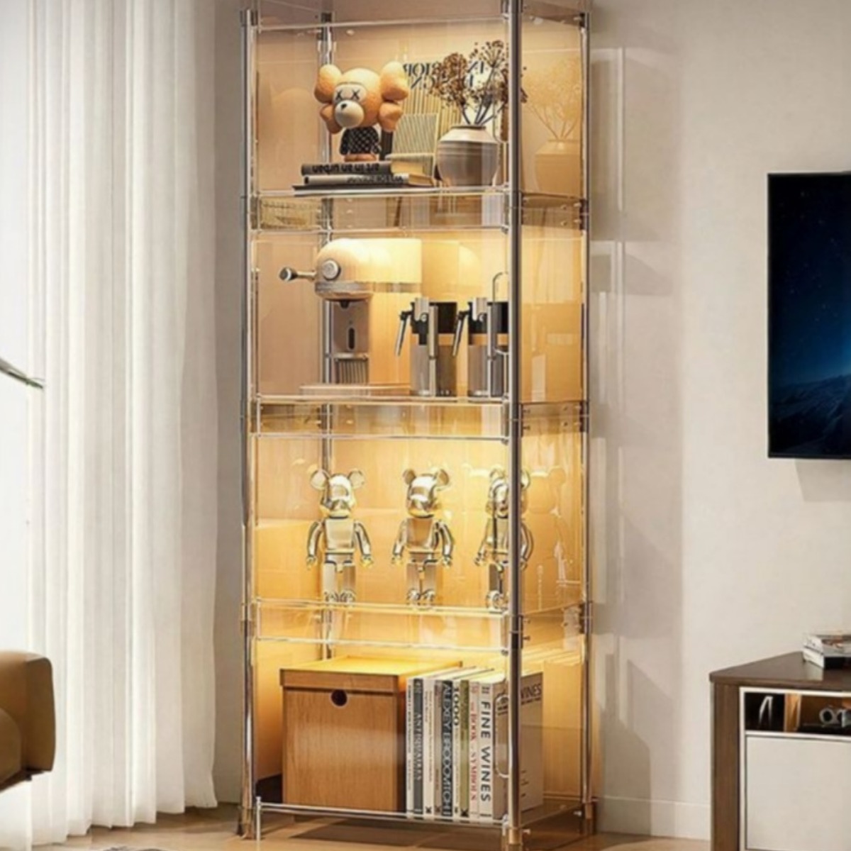 ClariBox 아크릴 피규어 진열장 인형 조명 보관함 LED 리모컨 쇼케이스 전시장 소형 대형, 1개 239,000원