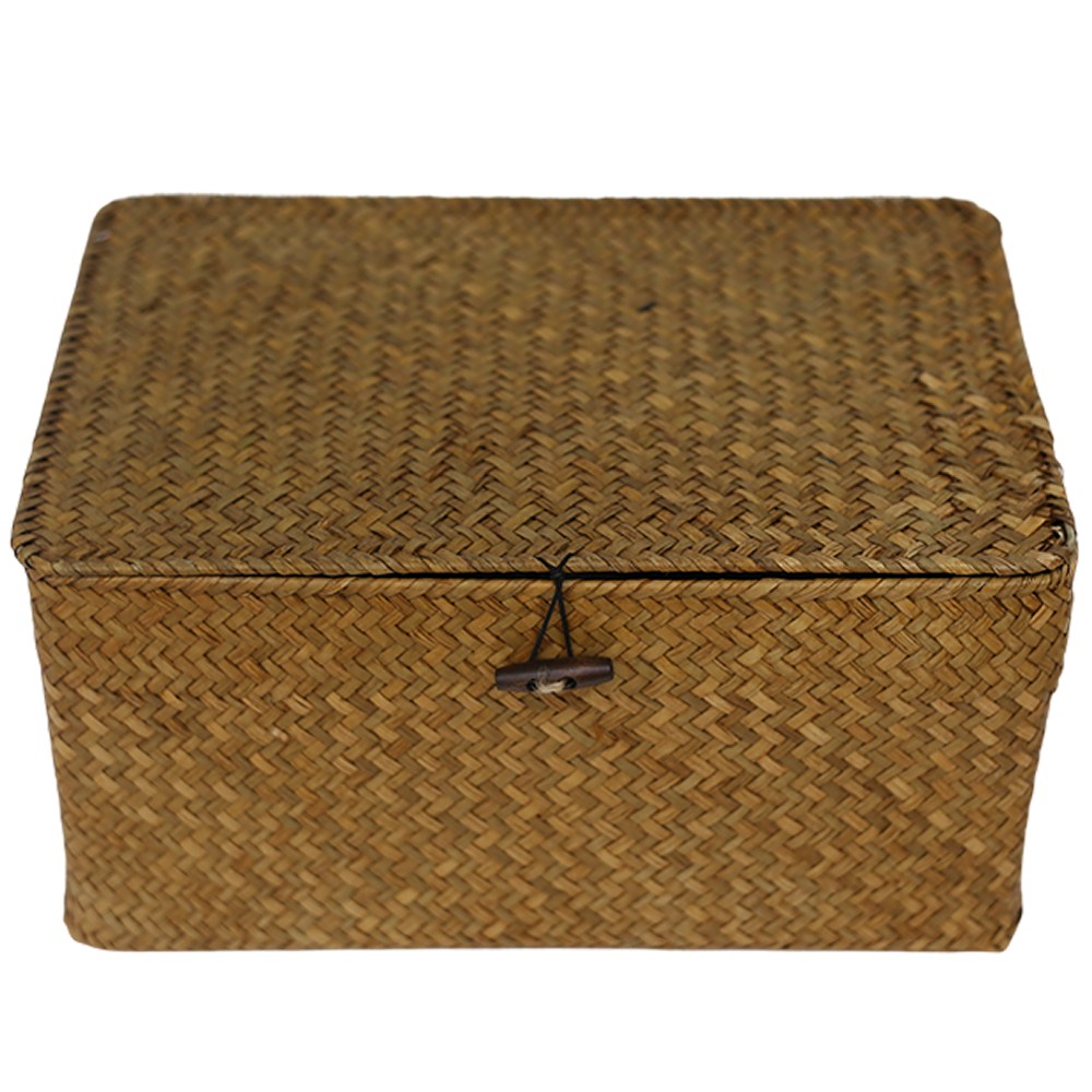 쏠리또 천연라탄 사각바구니 소형 중형 대형 덮개 정리함, 옅은갈색, 1개 15,900원