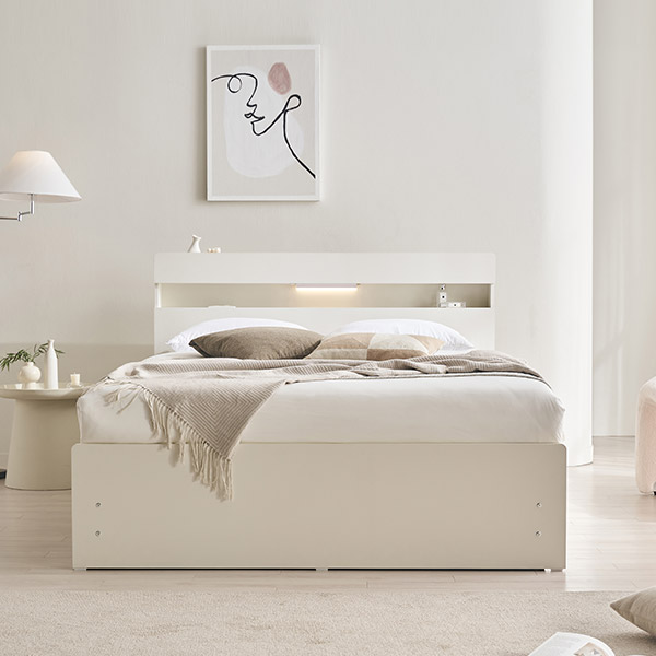 삼익가구 NEW 루시드 LED 4단 서랍 수납 침대 프레임 + 라텍스 7존 독립스프링 매트리스 세트 방문설치 684,260원