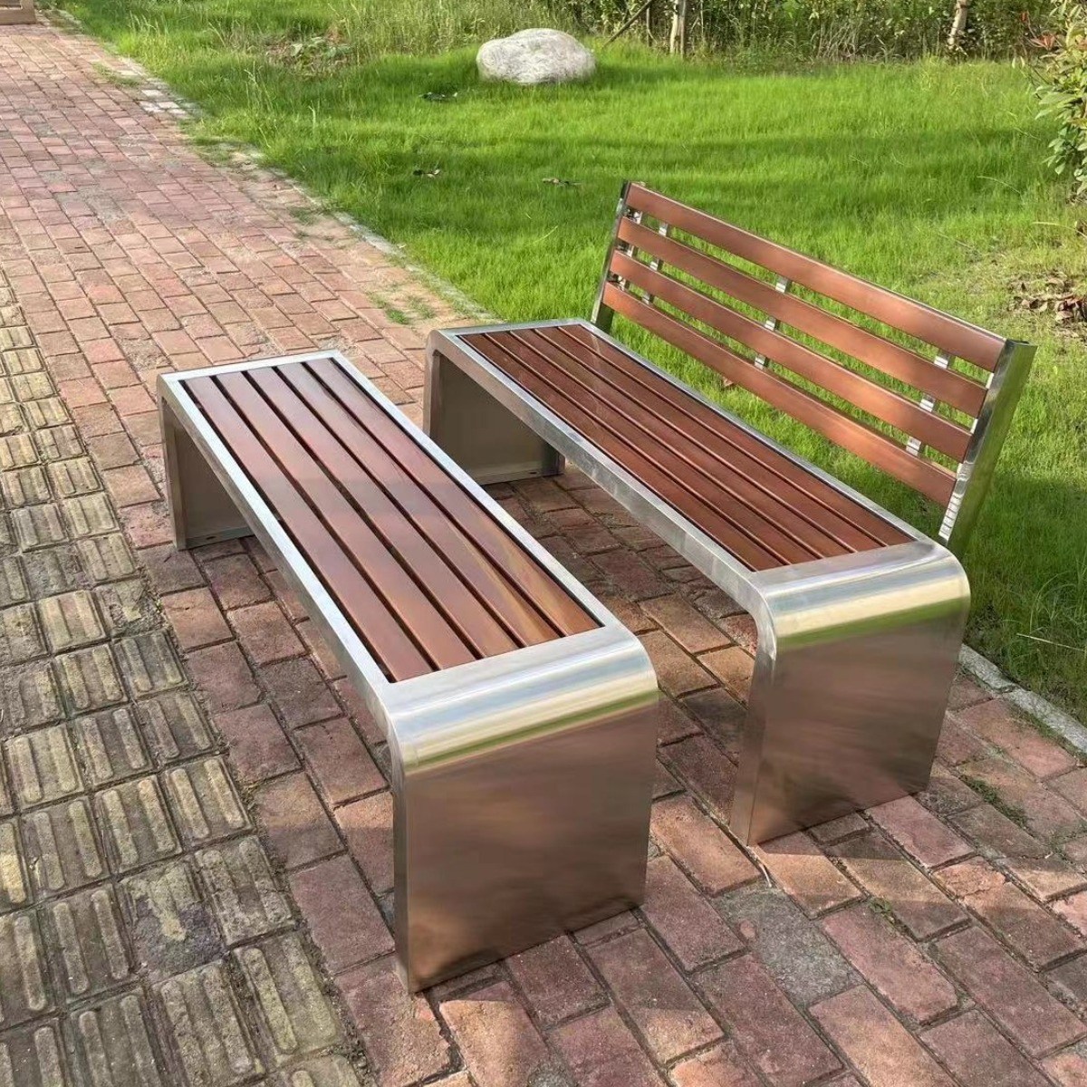 야외벤치 아파트 공원 쇼핑몰 등받이 야외 철제 스텐 벤치 야외 벤치, 블랙 219,900원