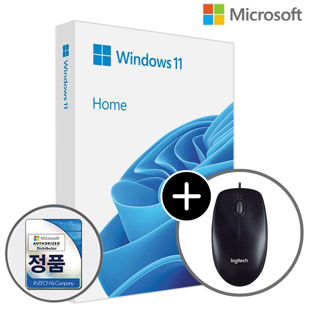 마이크로소프트 Microsoft MS 윈도우 Windows 11 Home 처음사용자용 패키지 FPP 한글 USB / 로지텍 M90 마우스 증정 205,000원