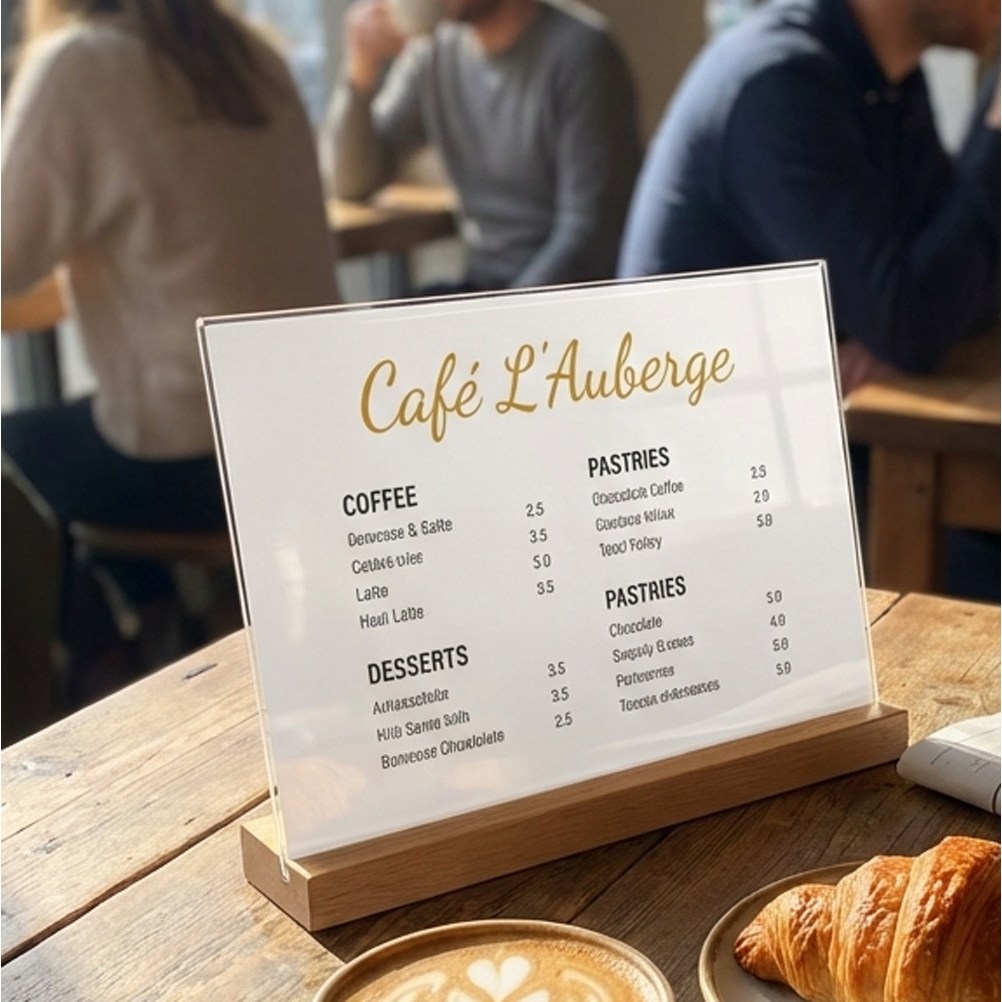 마벨인홈 감성 우드 베이스 원목 아크릴 메뉴판 POP 꽂이 카페 테이블 안내판 가로형, 1개, 오크 13,900원