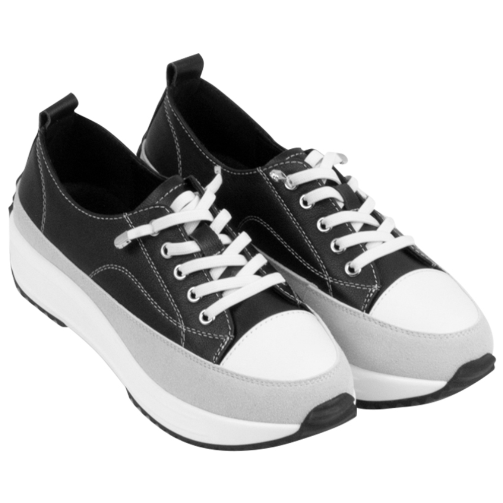 슈리오 여성 소가죽 토캡 컴포트 통굽 스니커즈 5cm, 현재가 49,000원