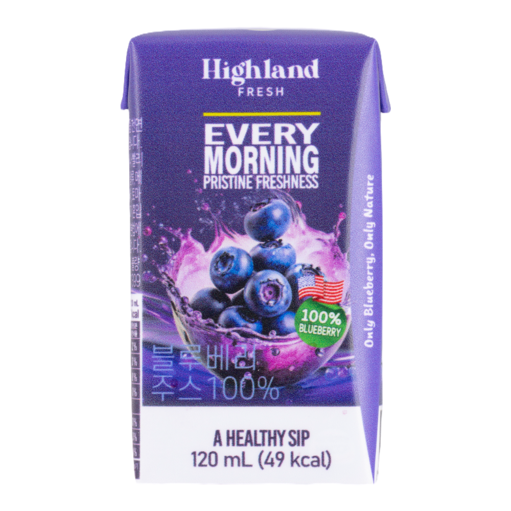 하이랜드프레쉬 100% 블루베리주스 무설탕 무첨가 NFC 블루베리착즙, 48팩, 120ml 128,000원