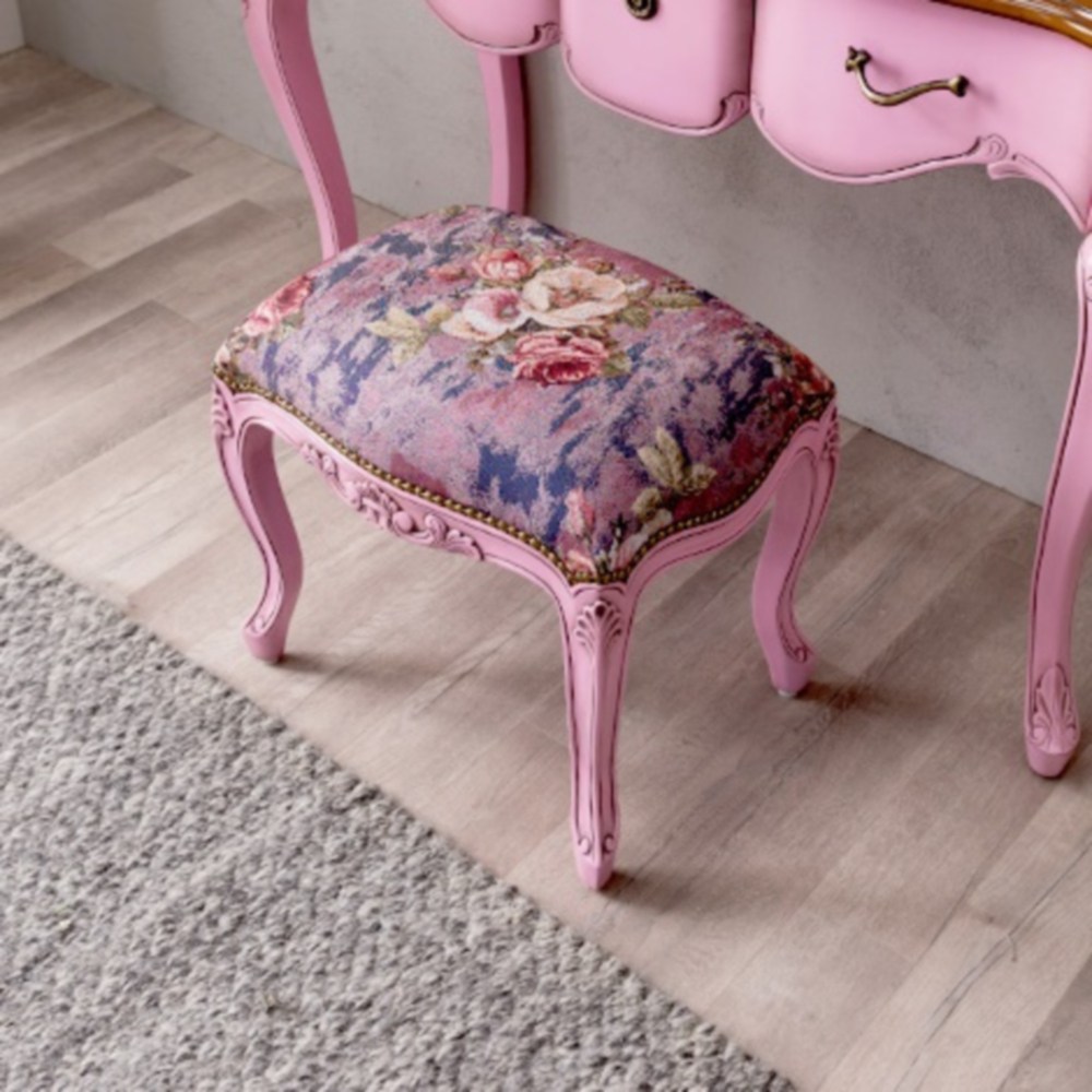 (한정판)프렌치엔틱 유니크 핑크 원목 스툴 의자 / 소파 고급 스톨 미니 136,160원
