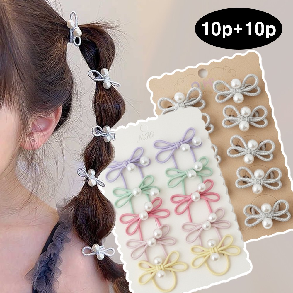 은꽃밴드 대용량 유아 여아 안아픈 진주 실버 미니링 머리끈 8,990원