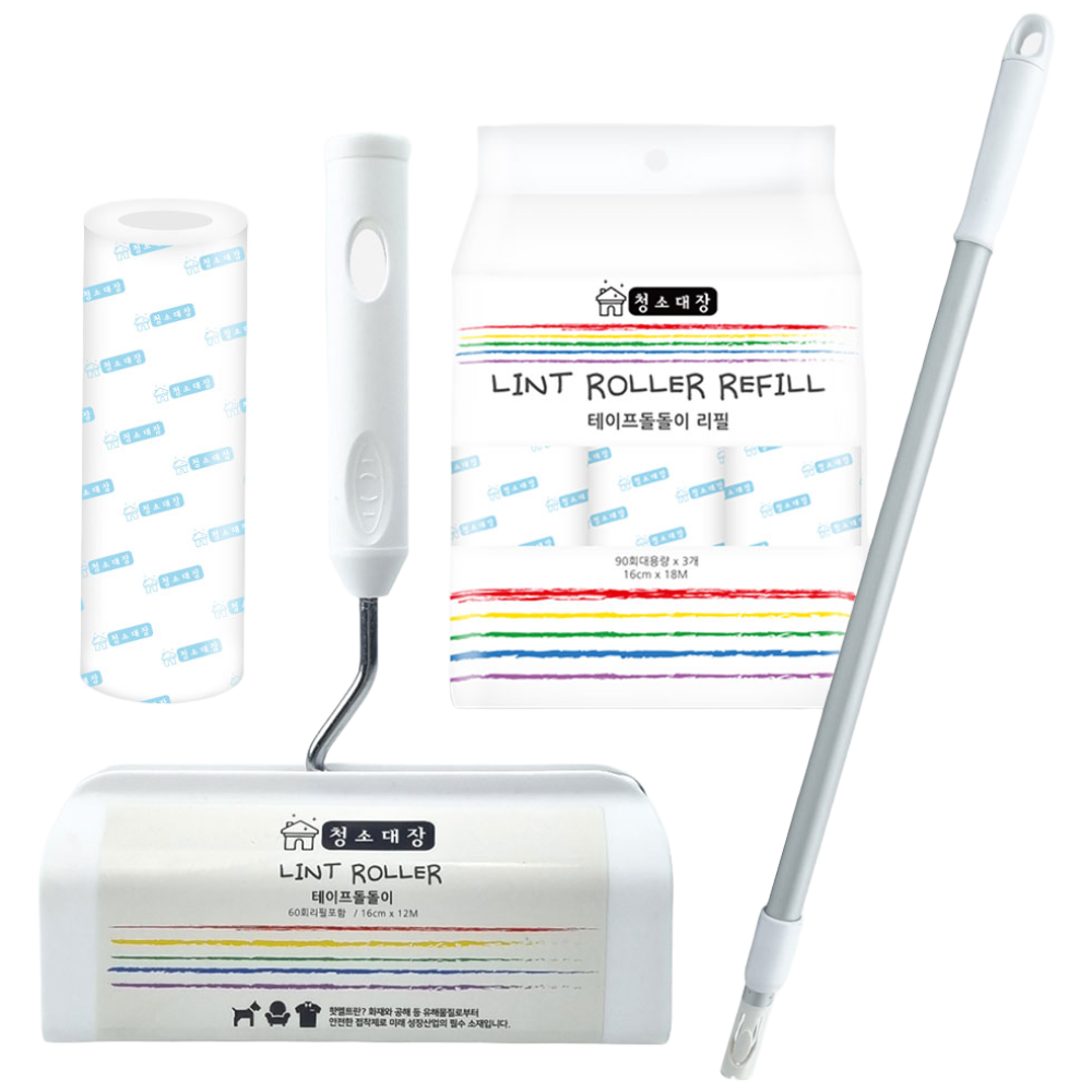 청소대장 돌돌이 16cm 세트 + 리필 4p 사선 컷팅 테이프 클리너 롤러, 1개 12,900원