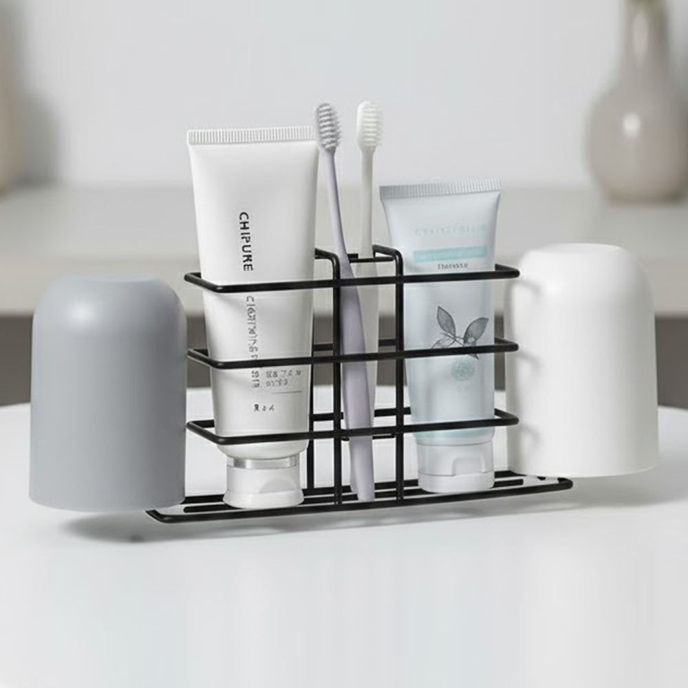 뽀송홈 양치컵이 들어있는 무타공 칫솔꽂이 8,900원