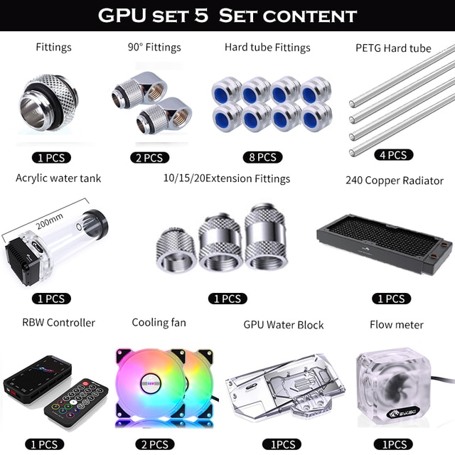 수냉키트 Bykski DIY PC 분할 하드 파이프 튜브 수냉 키트 인텔 AMD Ryzen NVIDIA RTX 3080 3090 비디오 카드 CPU GPU 쿨러 세트 MOD 500,660원