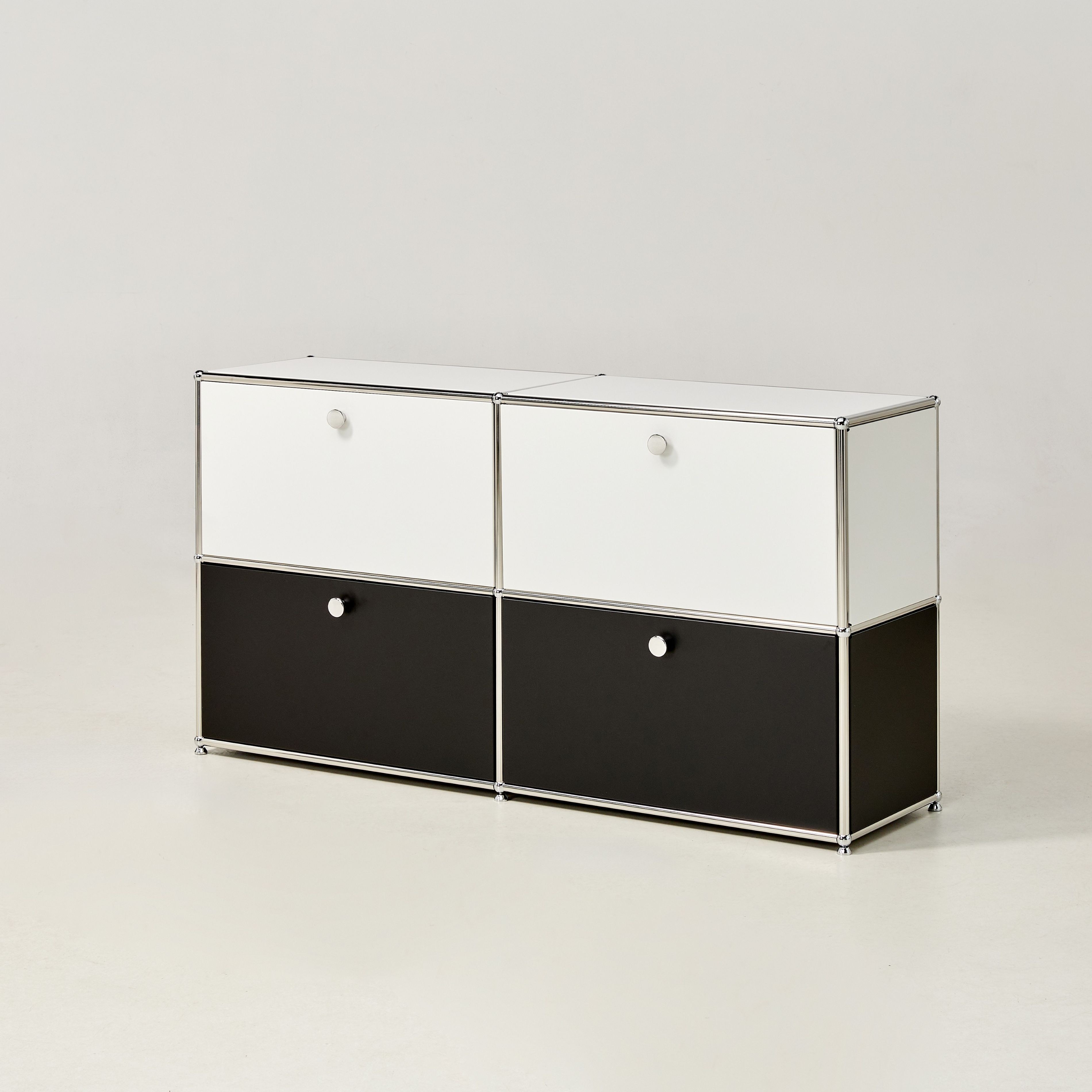 미드퍼 베이직 더블2단 철제 미드센츄리 모듈 수납장 1500x400x790, 2단, 화이트 블랙 콤비, 화이트 블랙 콤비 729,000원